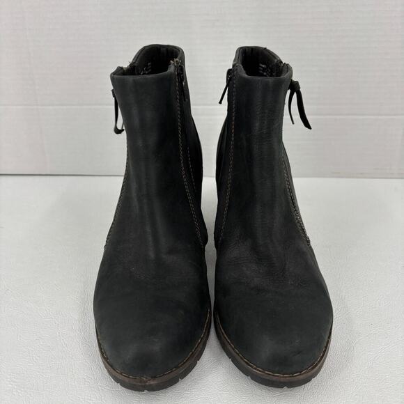 Clarks Bendables Ankle Boot Size 8.5 Black Leather Side Zip Block Heel Bootie - Picture 4 of 9